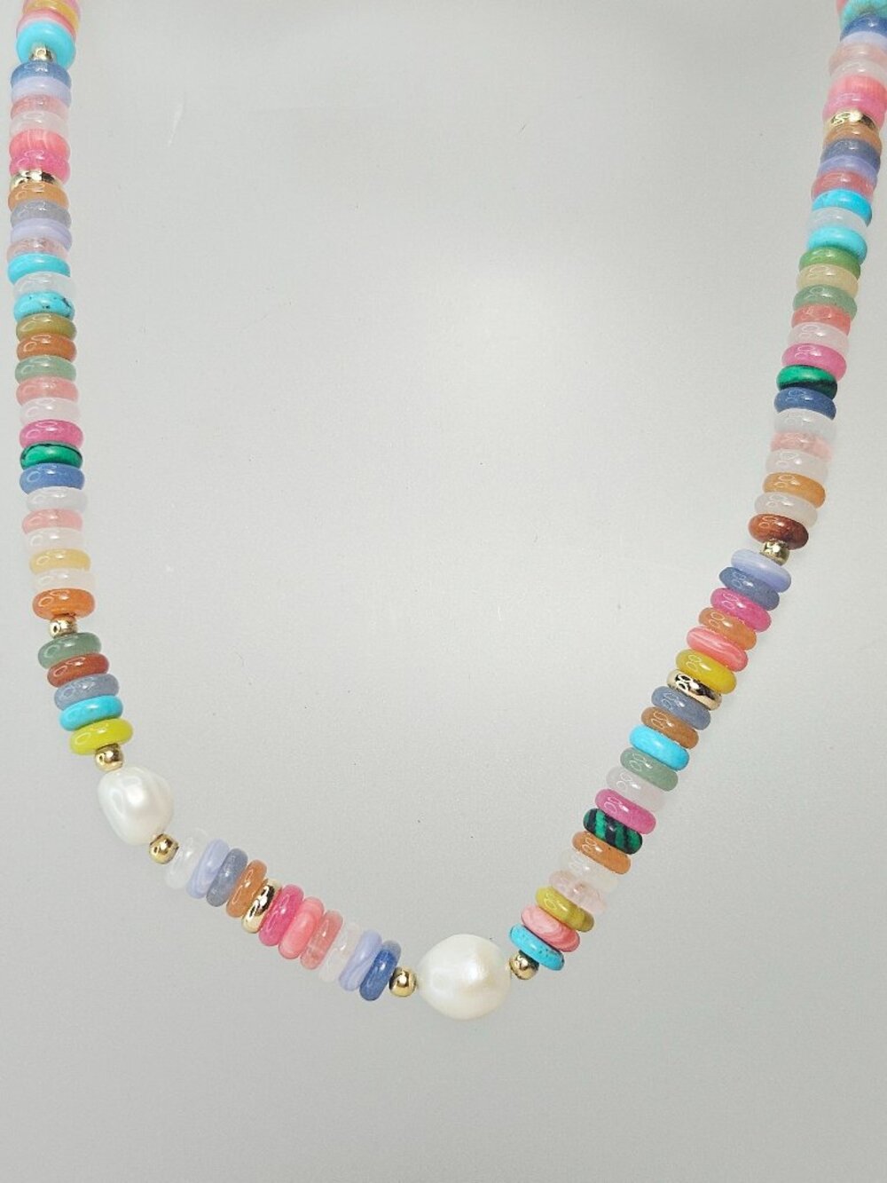 Panacea Multicolor Flat Stone Freshwater Pearl Accent Necklace